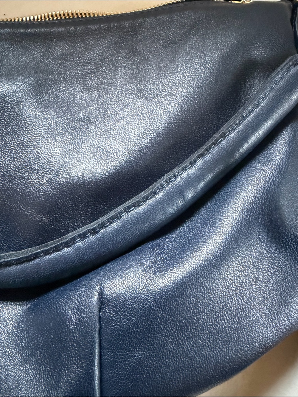 Clare V. Petit Moyen - Navy Nappa Leather Crossbody and Shoulder Bag - Picture 10 of 10